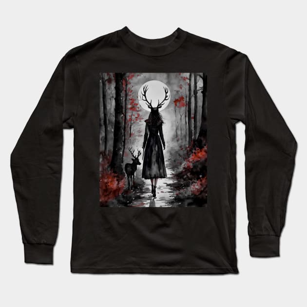 Guardian Witch of The Darkling Woods Long Sleeve T-Shirt by Lyra-Witch